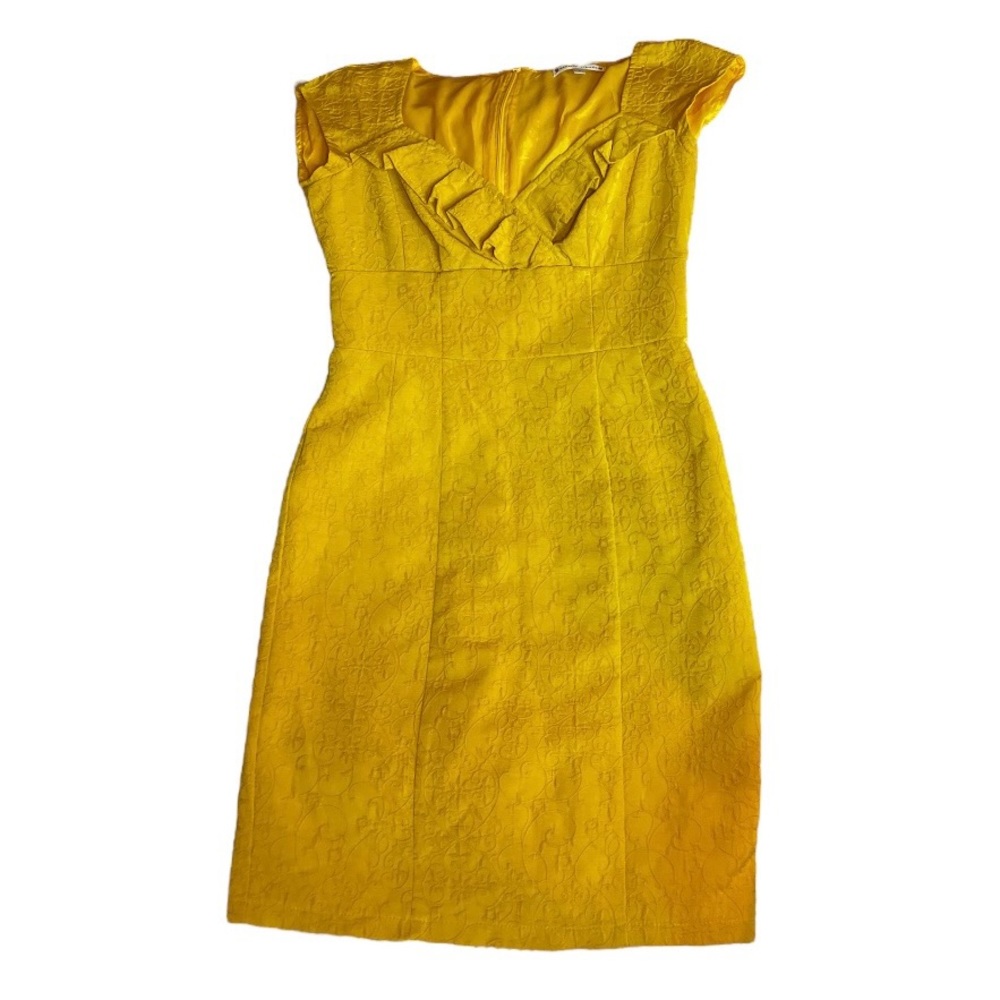 Nanette Lepore Sleeveless Dress SZ 4 VTG Designer Fitted Sheath Petite Goldenrod